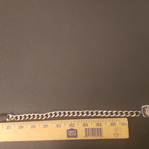 Vintage Lauren Ralph Lauren Silver Chain Belt Black Leather MEDIUM - Picture 6 of 14